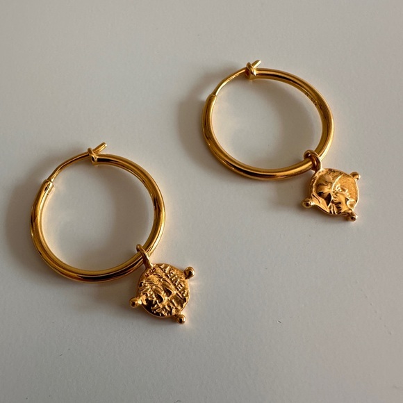 Missoma London x Lucy Williams gold beaded coin charm hoops - Picture 3 of 4